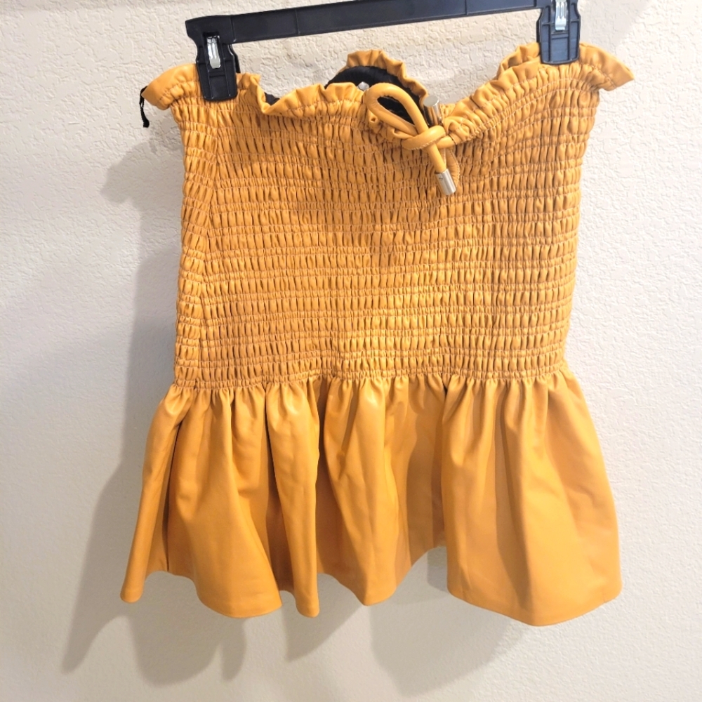 A.L.C.Jenny Smocked Vegan Leather Mini Skirt